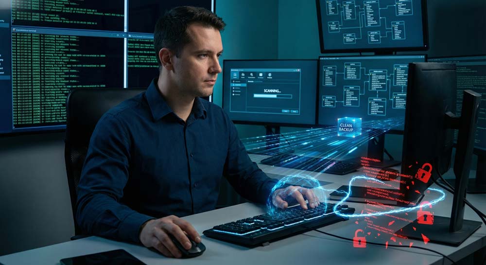 Naprawa zhackowanej strony przez specjalistę IT